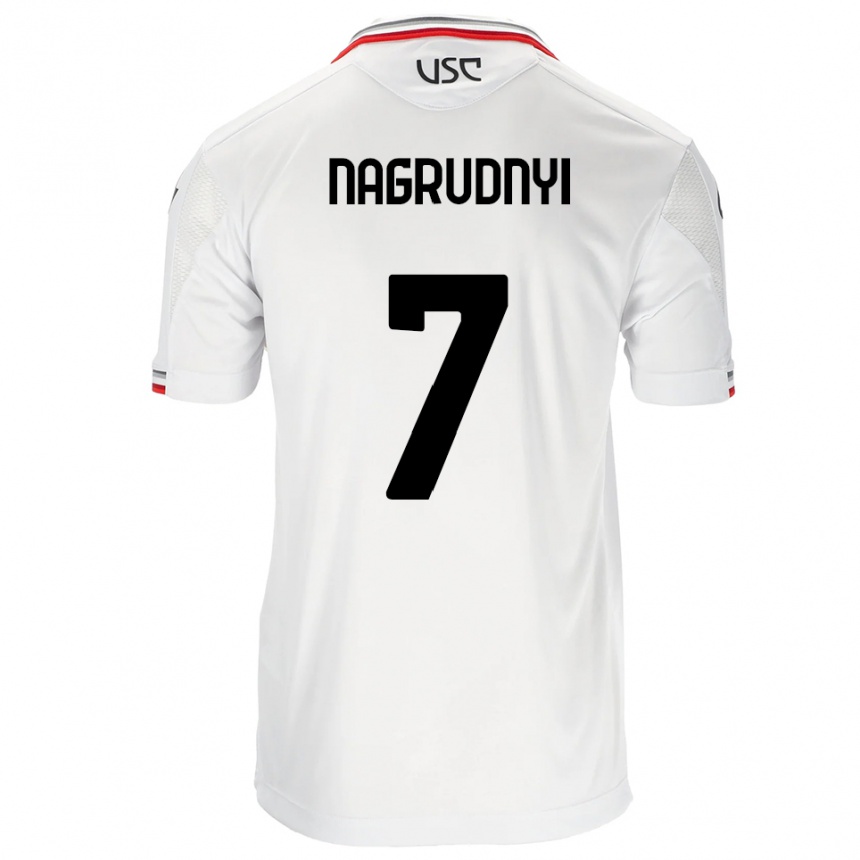ילדים כדורגל Vladyslav Nagrudnyi #7 לבן אדום הרחק ג'רזי 2025/26