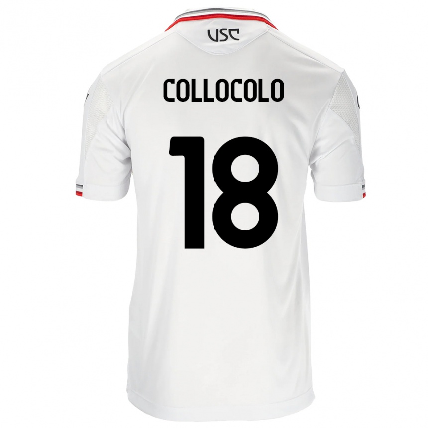 ילדים כדורגל Michele Collocolo #18 לבן אדום הרחק ג'רזי 2025/26