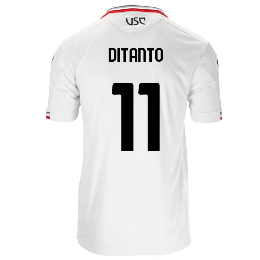ילדים כדורגל Tiziano Ditanto #11 לבן אדום הרחק ג'רזי 2025/26
