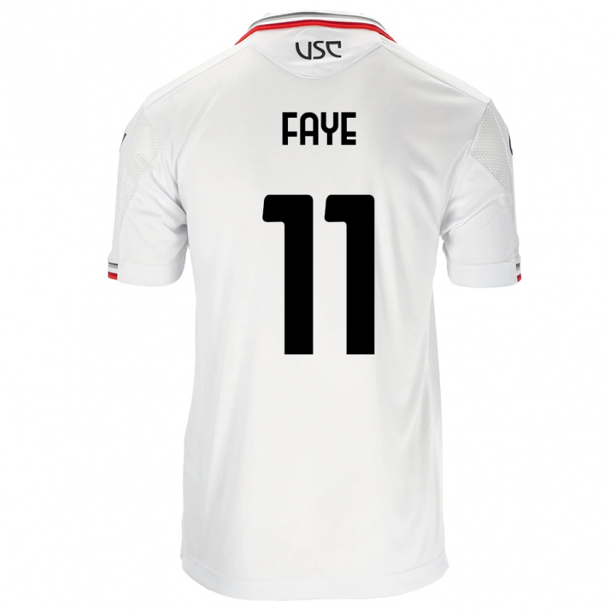 ילדים כדורגל Nouroudine Faye #11 לבן אדום הרחק ג'רזי 2025/26