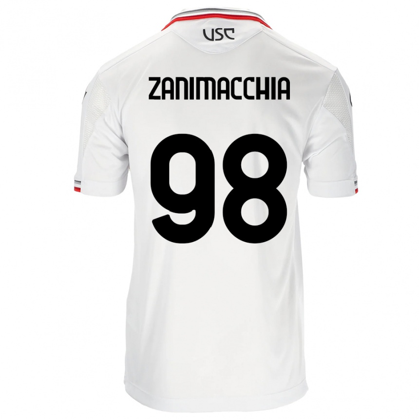 ילדים כדורגל Luca Zanimacchia #98 לבן אדום הרחק ג'רזי 2025/26