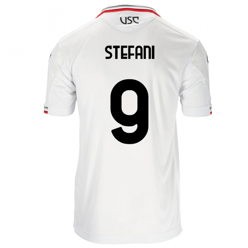 ילדים כדורגל Christian Stefani #9 לבן אדום הרחק ג'רזי 2025/26