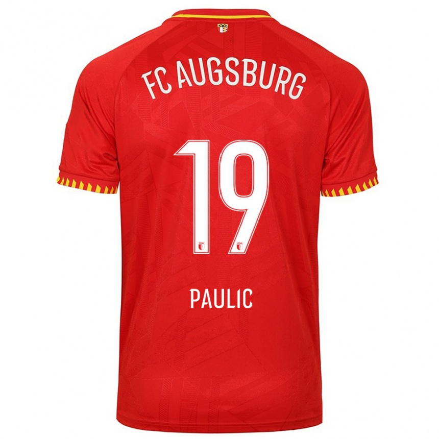 ילדים כדורגל Anthony Paulic #19 אדום צהוב הרחק ג'רזי 2025/26