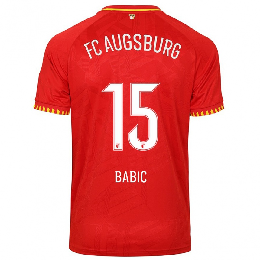 ילדים כדורגל David Babic #15 אדום צהוב הרחק ג'רזי 2025/26
