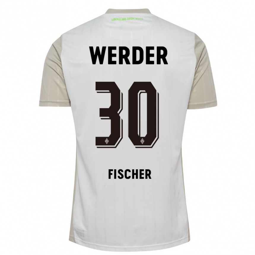 ילדים כדורגל Vanessa Fischer #30 לבן שחור הרחק ג'רזי 2025/26