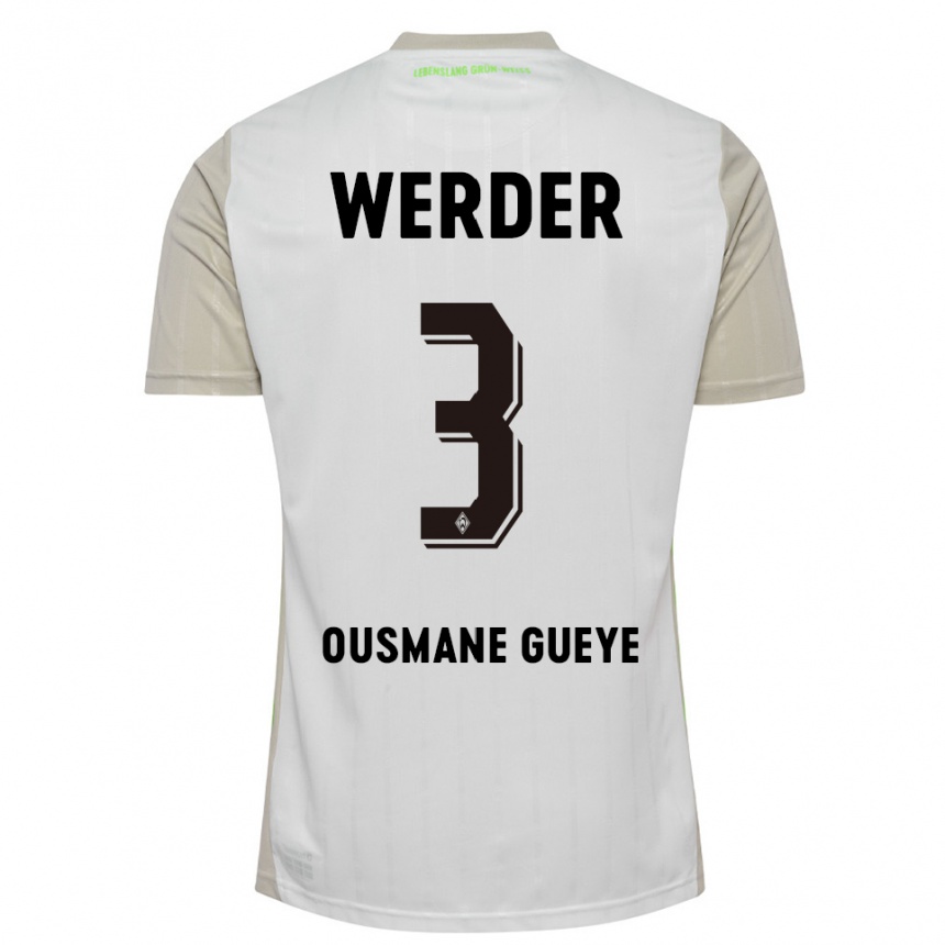 ילדים כדורגל Papa Ousmane Gueye #3 לבן שחור הרחק ג'רזי 2025/26