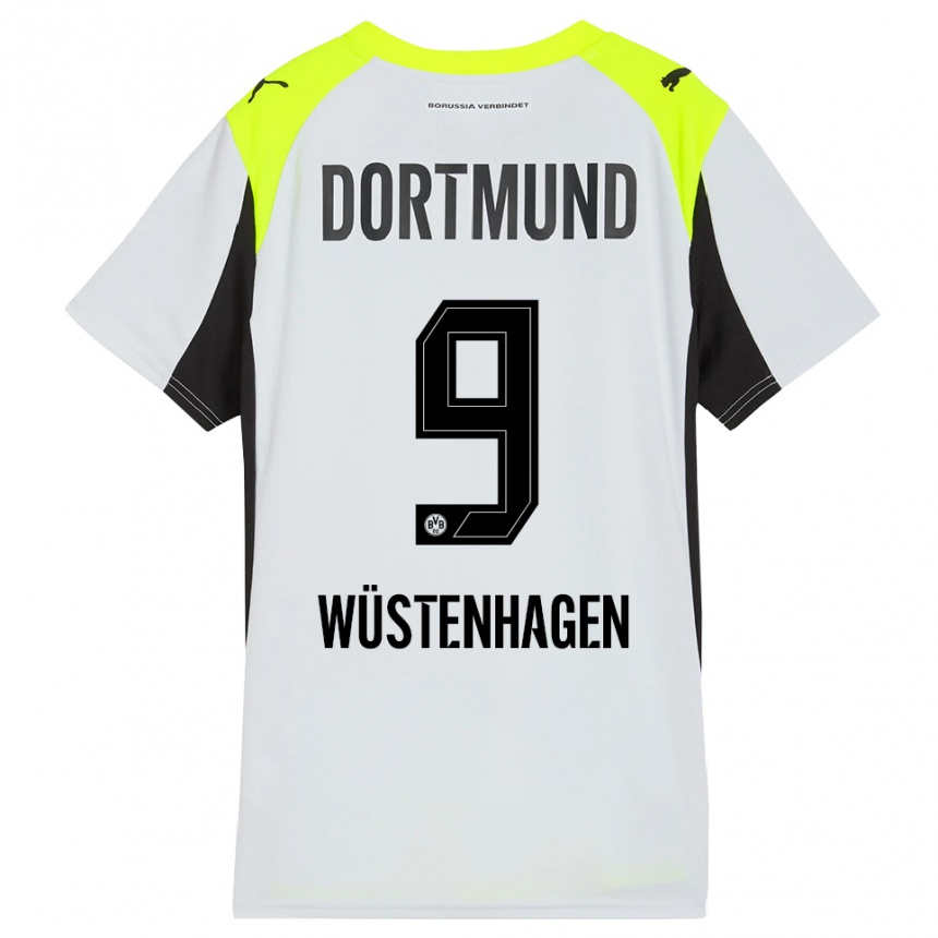 ילדים כדורגל Bennedikt Wüstenhagen #9 צהוב פלואורסצנטי הרחק ג'רזי 2025/26