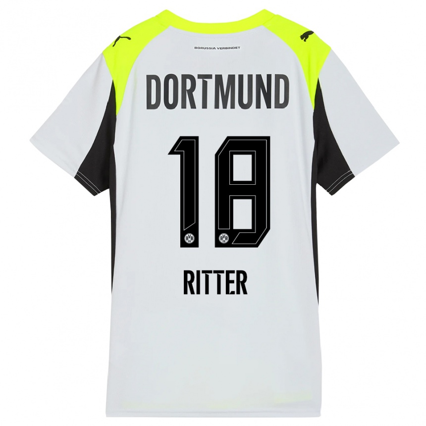 ילדים כדורגל Roméo Ritter #18 צהוב פלואורסצנטי הרחק ג'רזי 2025/26