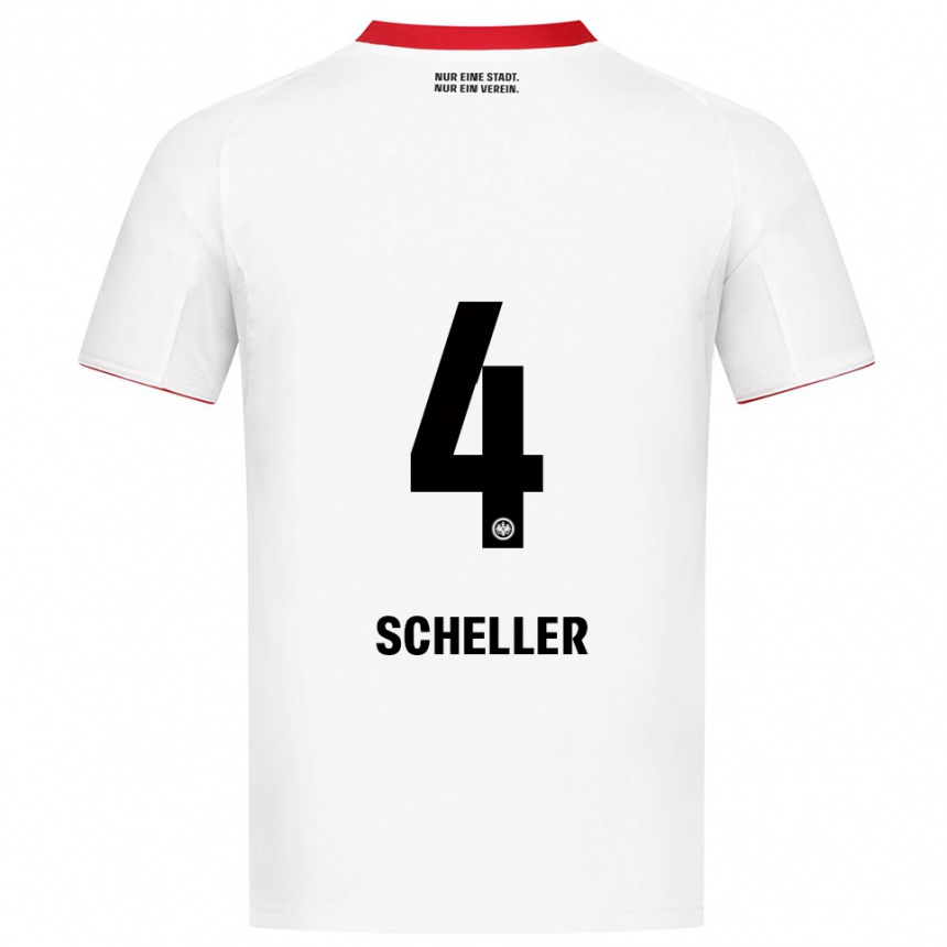 ילדים כדורגל ניקלאס שלר #4 לבן אדום הרחק ג'רזי 2025/26