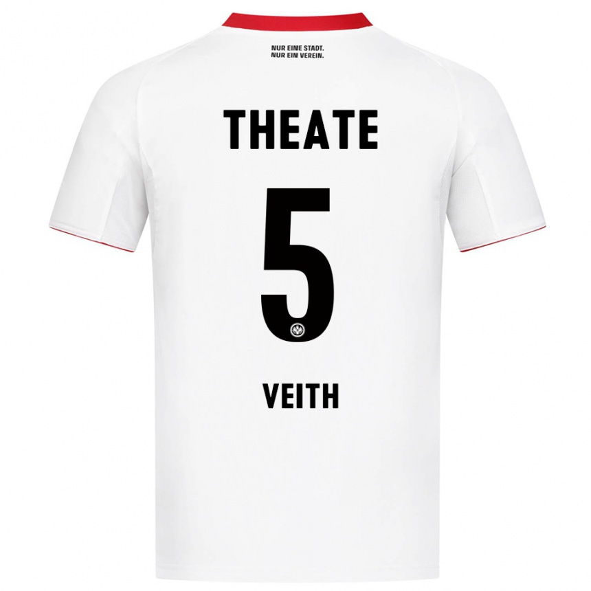 ילדים כדורגל Titus Veith #5 לבן אדום הרחק ג'רזי 2025/26