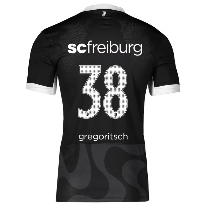 ילדים כדורגל מיכאל גרגוריץ' #38 שחור לבן הרחק ג'רזי 2025/26
