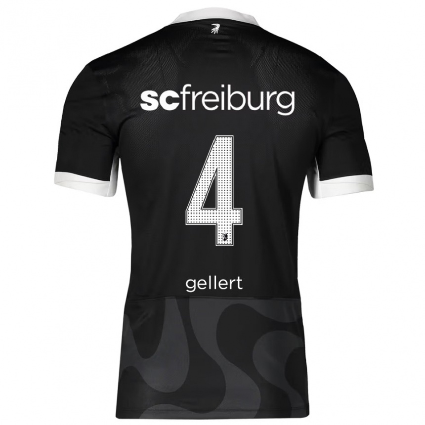 ילדים כדורגל Fabian Gellert #4 שחור לבן הרחק ג'רזי 2025/26