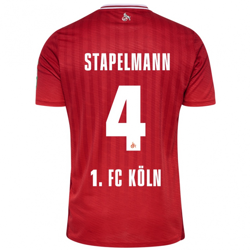 ילדים כדורגל Luis Stapelmann #4 אדום לבן הרחק ג'רזי 2025/26