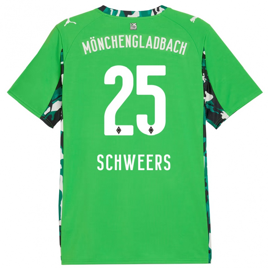 ילדים כדורגל Lion Schweers #25 ירוק שחור הרחק ג'רזי 2025/26