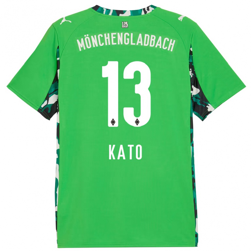 ילדים כדורגל Mizuho Kato #13 ירוק שחור הרחק ג'רזי 2025/26