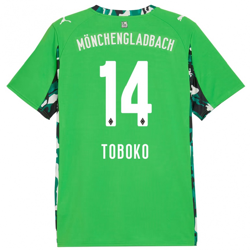 ילדים כדורגל Rubén Toboko #14 ירוק שחור הרחק ג'רזי 2025/26