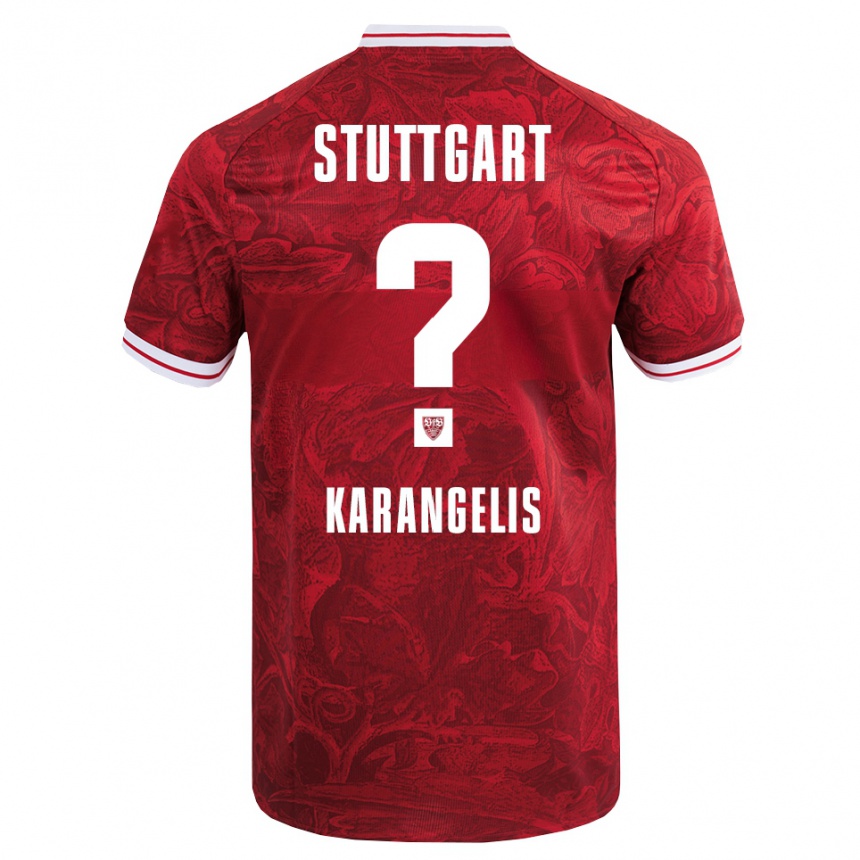 ילדים כדורגל Konstantinos Karangelis #0 אדום שחור הרחק ג'רזי 2025/26