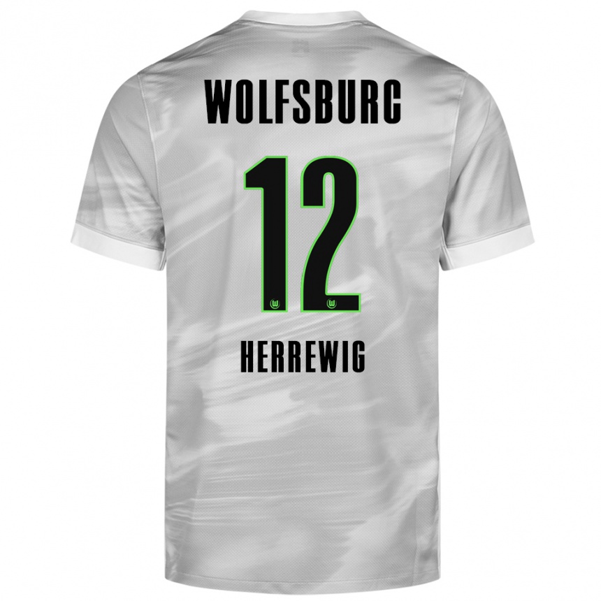 ילדים כדורגל Max Herrewig #12 אפור לבן הרחק ג'רזי 2025/26