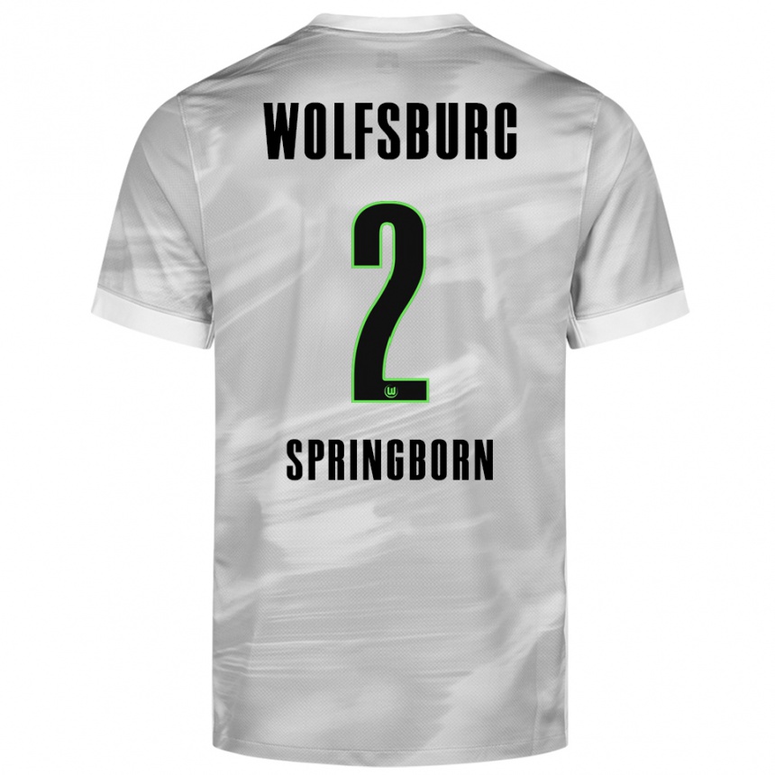 ילדים כדורגל Noah Springborn #2 אפור לבן הרחק ג'רזי 2025/26