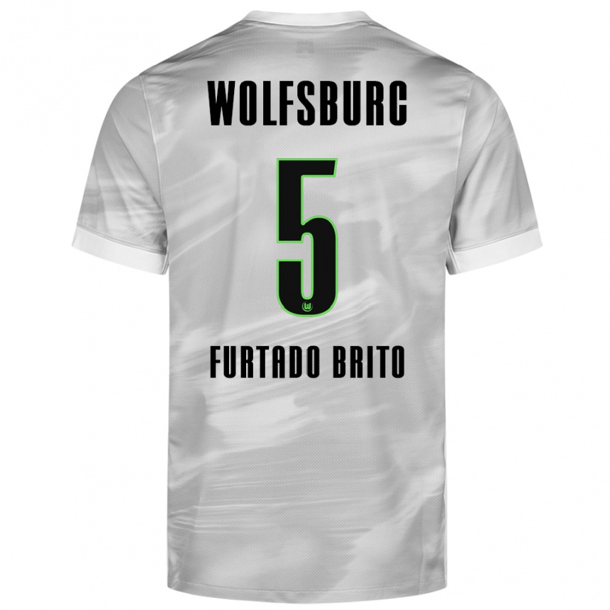 ילדים כדורגל Dinaylo Furtado Brito #5 אפור לבן הרחק ג'רזי 2025/26