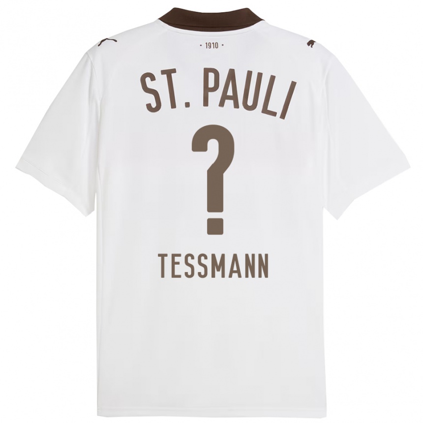 ילדים כדורגל Niklas Teßmann #0 לבן אדום הרחק ג'רזי 2025/26
