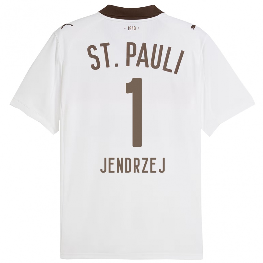 ילדים כדורגל Kevin Jendrzej #1 לבן אדום הרחק ג'רזי 2025/26