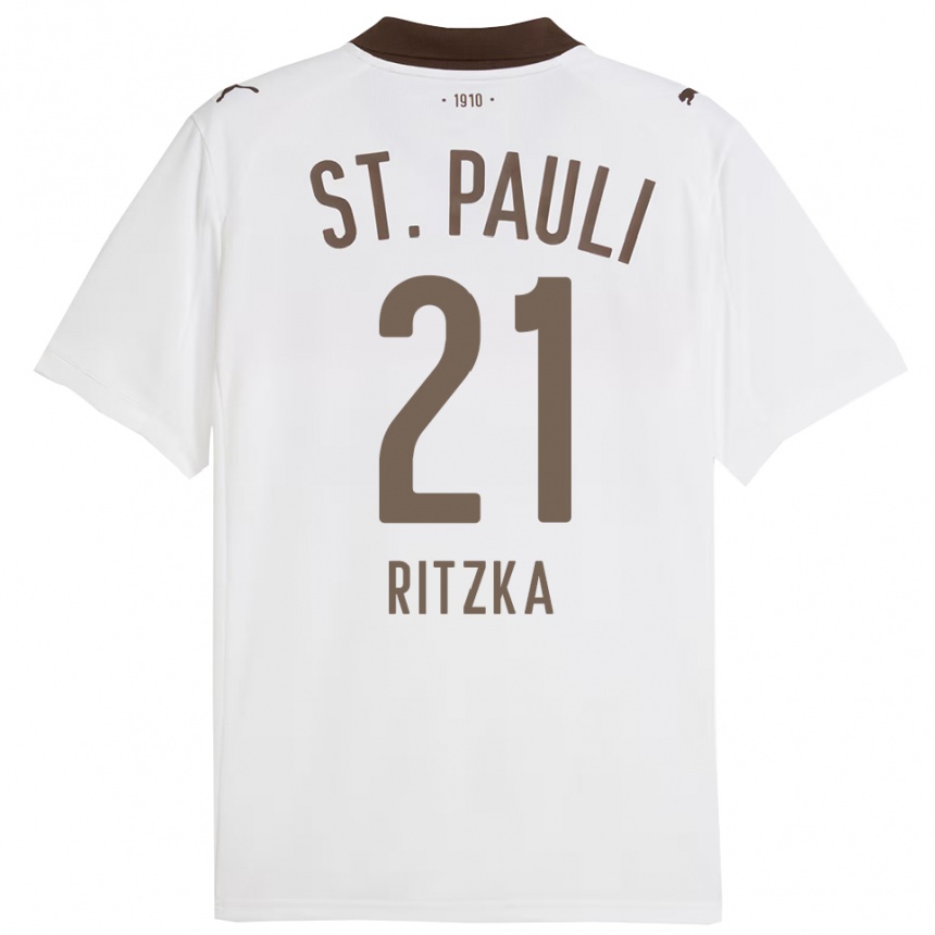 ילדים כדורגל לארס ריצקה #21 לבן אדום הרחק ג'רזי 2025/26