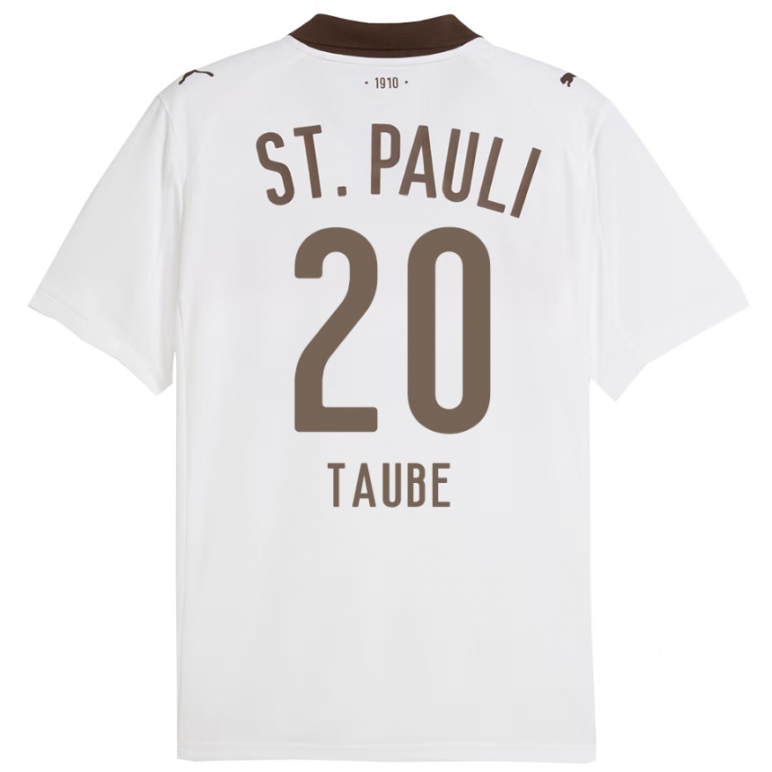 ילדים כדורגל Linnea Taube #20 לבן אדום הרחק ג'רזי 2025/26