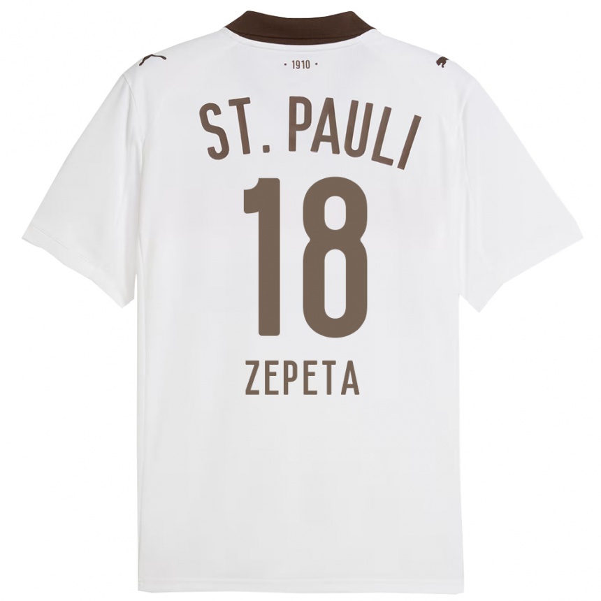 ילדים כדורגל Atakan Zepeta #18 לבן אדום הרחק ג'רזי 2025/26