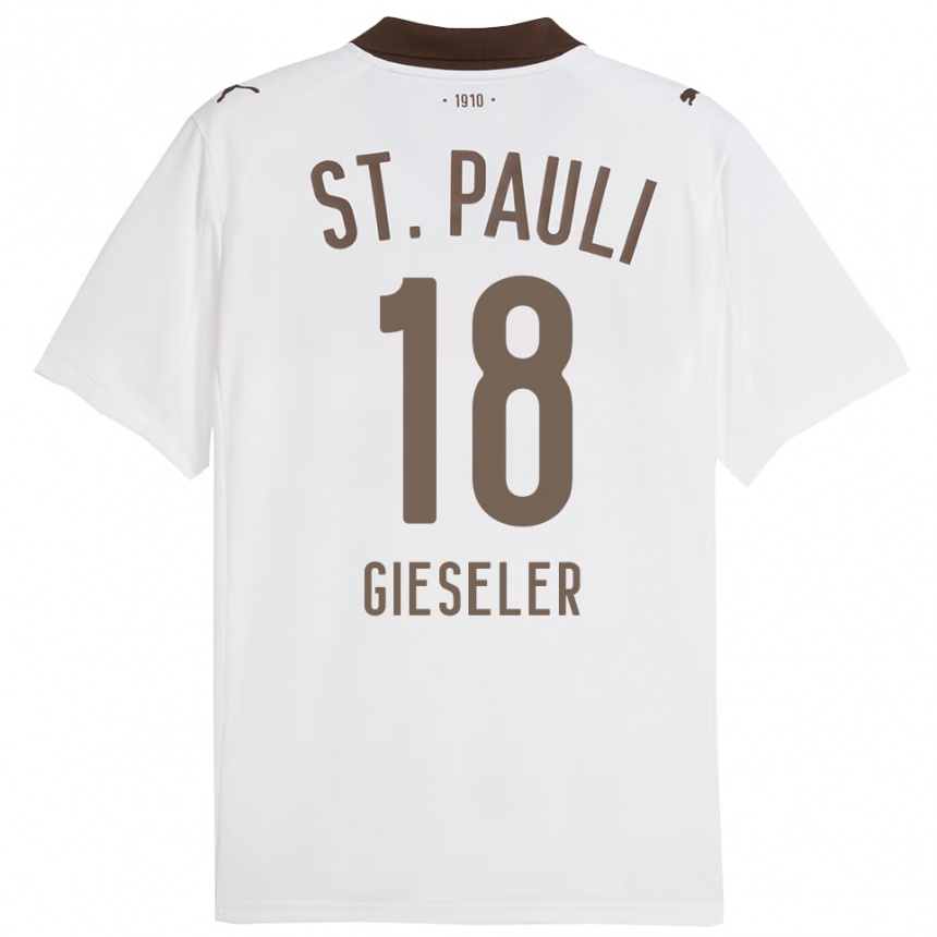 ילדים כדורגל מדלן גיזלר #18 לבן אדום הרחק ג'רזי 2025/26