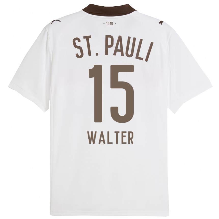 ילדים כדורגל Marcel Walter #15 לבן אדום הרחק ג'רזי 2025/26