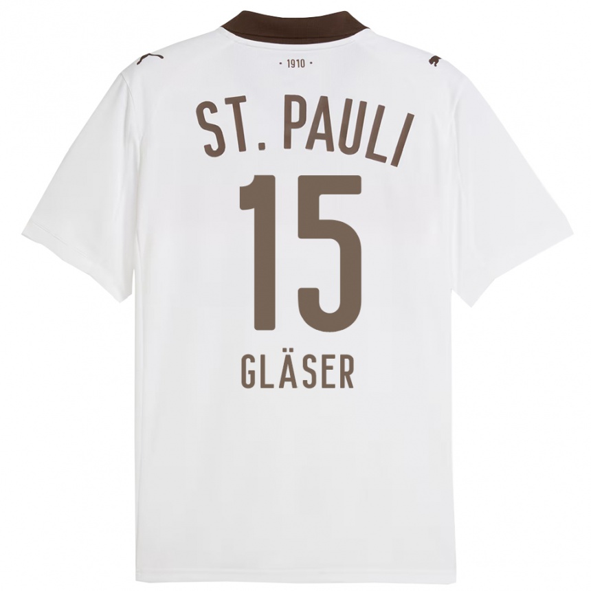 ילדים כדורגל Julian Gläser #15 לבן אדום הרחק ג'רזי 2025/26
