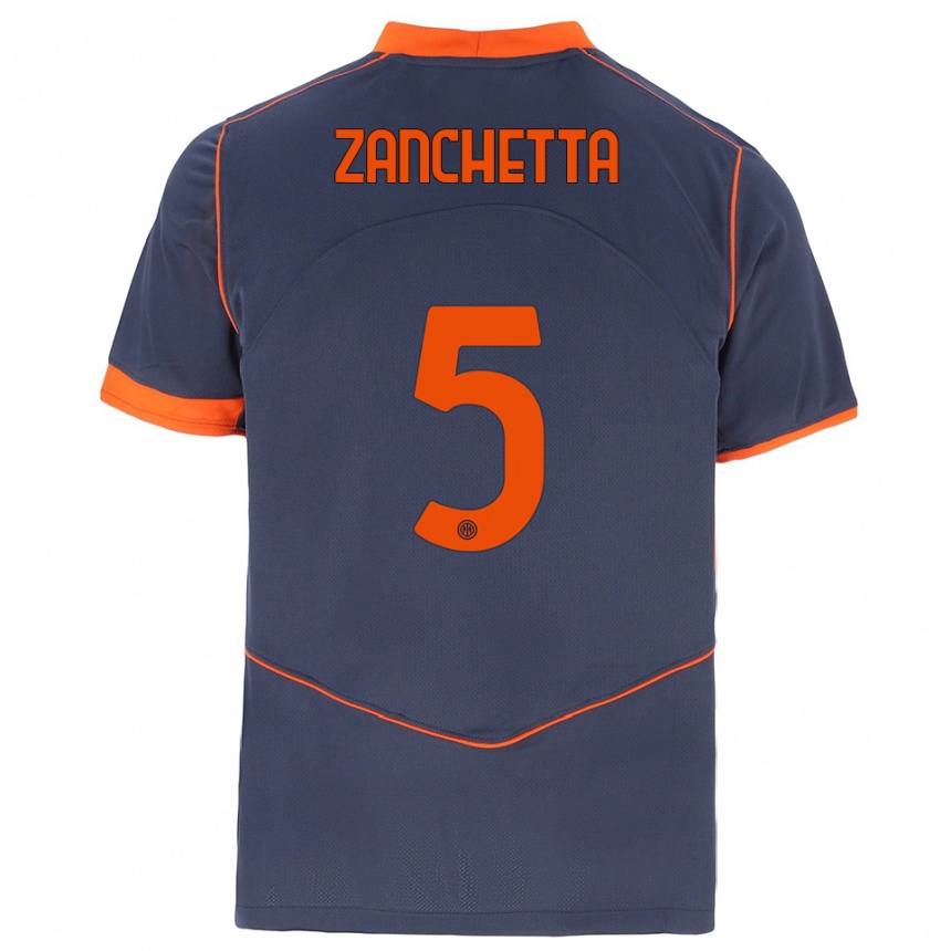 ילדים כדורגל מתיה זנצ'טה #5 אפור כתום ג'רזי קיט שלישי 2025/26