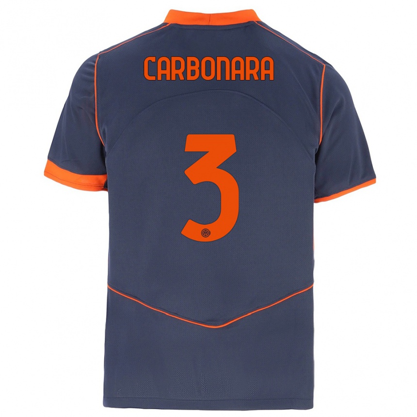 ילדים כדורגל Matteo Carbonara #3 אפור כתום ג'רזי קיט שלישי 2025/26