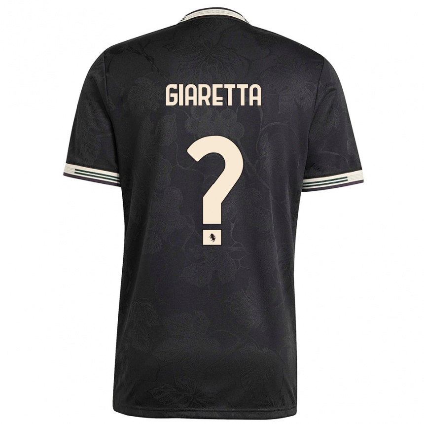 ילדים כדורגל Emanuele Giaretta #0 שחור לבן ירוק ג'רזי קיט שלישי 2025/26