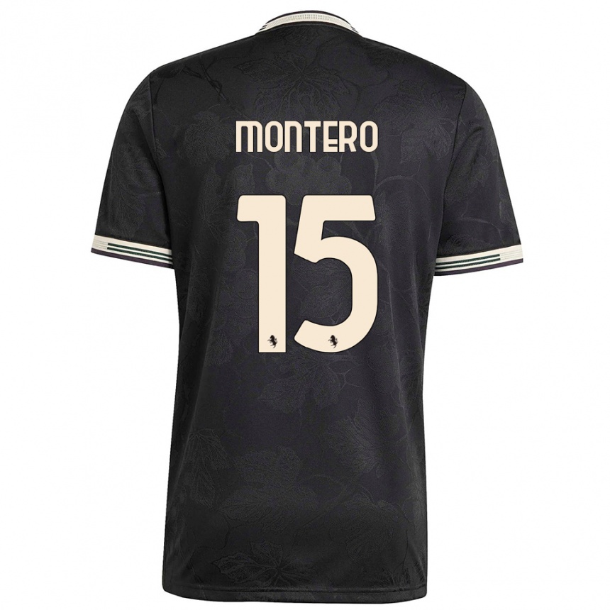 ילדים כדורגל Alfonso Montero #15 שחור לבן ירוק ג'רזי קיט שלישי 2025/26