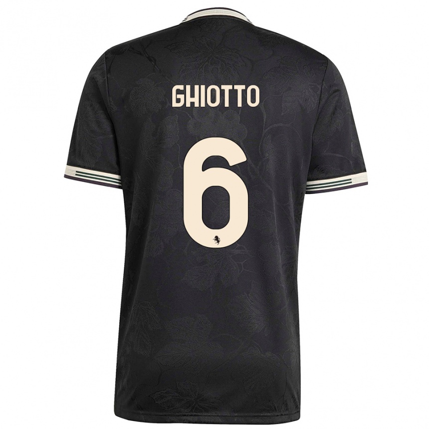 ילדים כדורגל Alessandro Ghiotto #6 שחור לבן ירוק ג'רזי קיט שלישי 2025/26