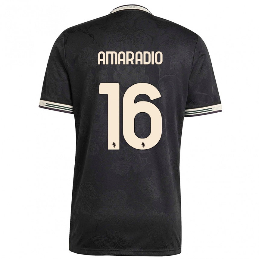 ילדים כדורגל Luca Amaradio #16 שחור לבן ירוק ג'רזי קיט שלישי 2025/26