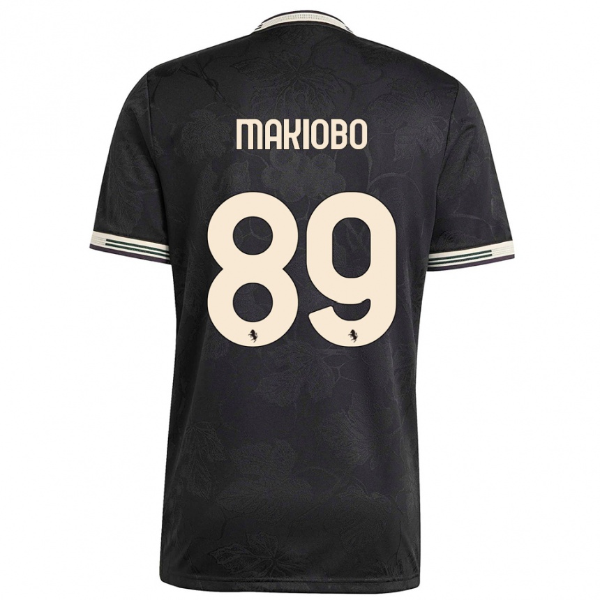 ילדים כדורגל Grady Makiobo #89 שחור לבן ירוק ג'רזי קיט שלישי 2025/26