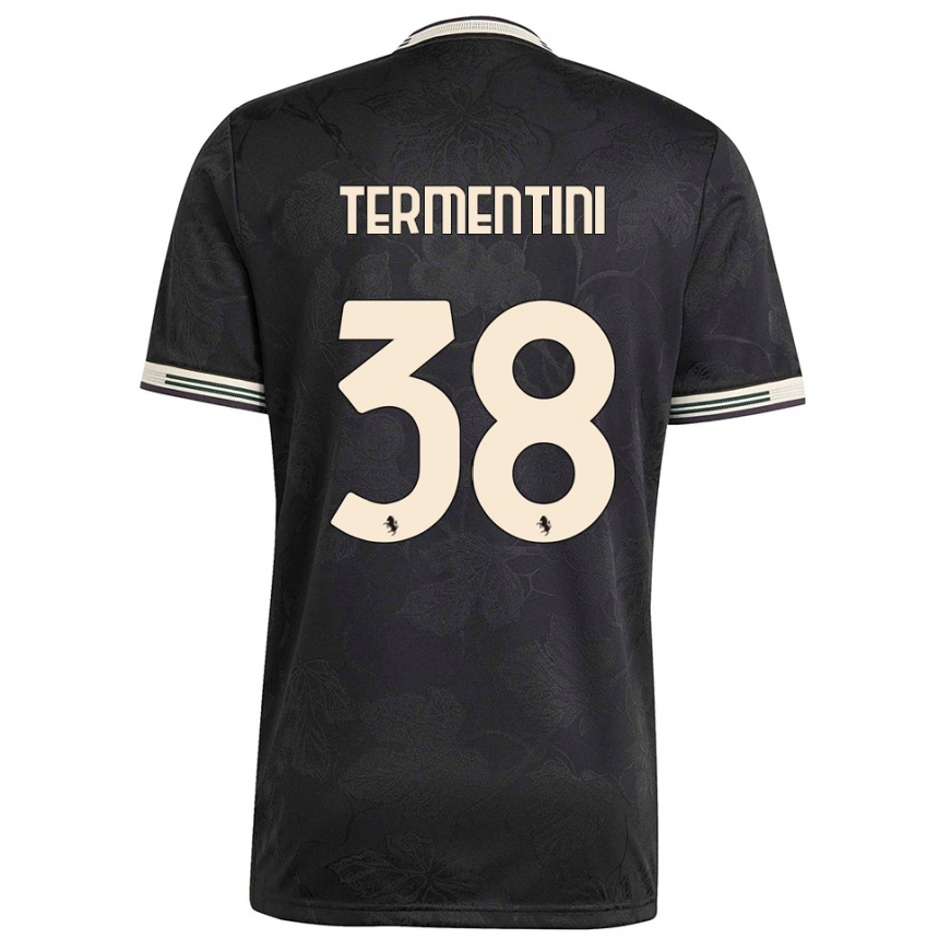 ילדים כדורגל Giorgia Termentini #38 שחור לבן ירוק ג'רזי קיט שלישי 2025/26