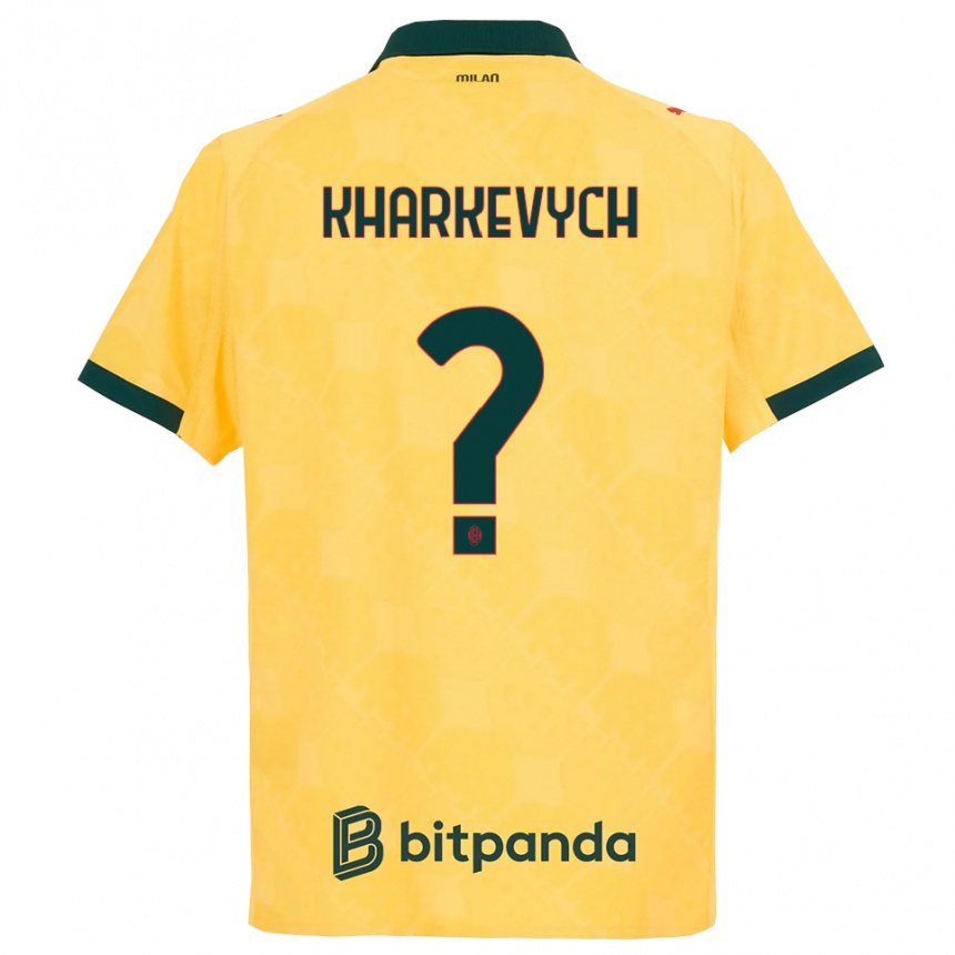 ילדים כדורגל Yaroslav Kharkevych #0 צהוב שחור ג'רזי קיט שלישי 2025/26