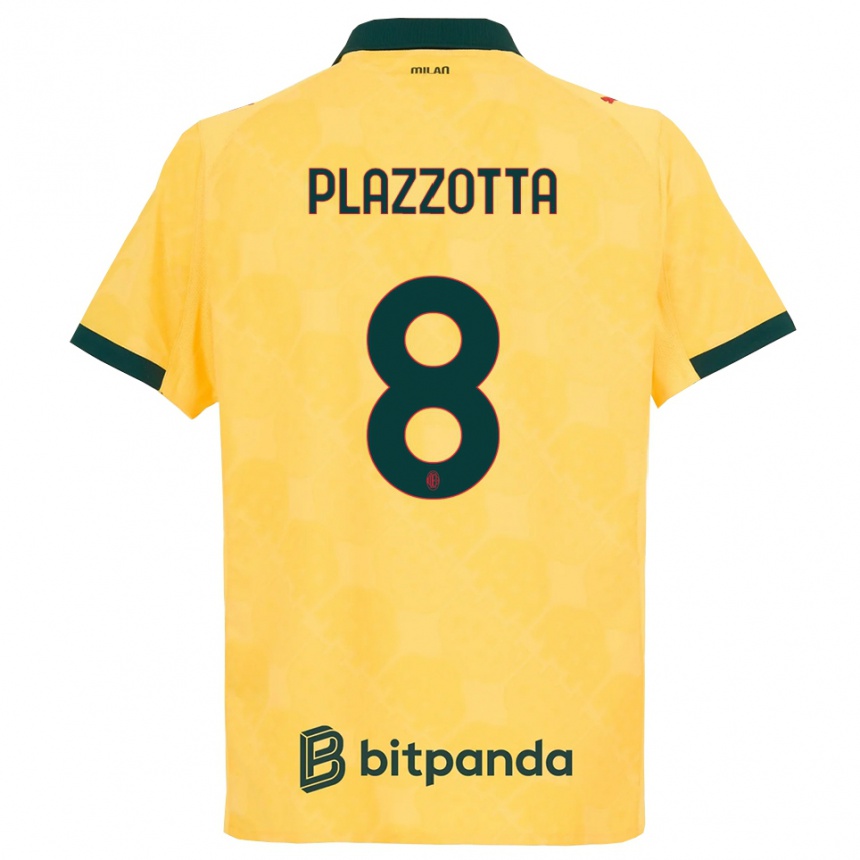 ילדים כדורגל Filippo Plazzotta #8 צהוב שחור ג'רזי קיט שלישי 2025/26