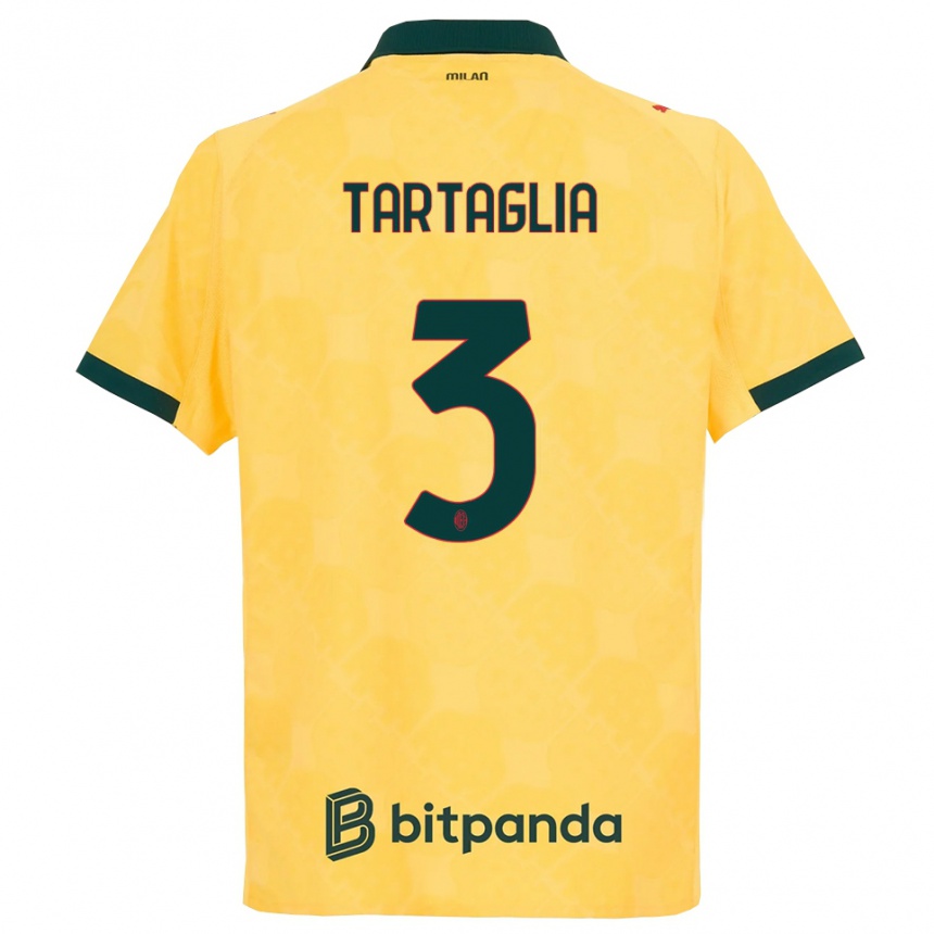 ילדים כדורגל Edoardo Tartaglia #3 צהוב שחור ג'רזי קיט שלישי 2025/26