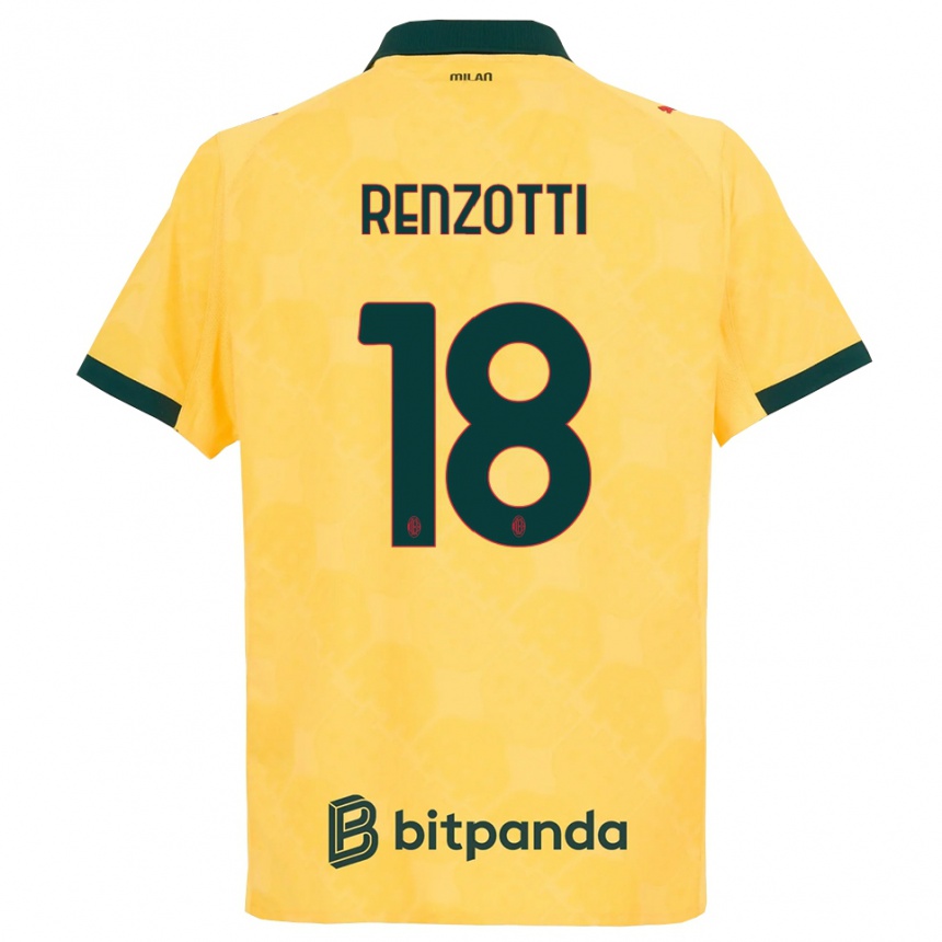 ילדים כדורגל Monica Renzotti #18 צהוב שחור ג'רזי קיט שלישי 2025/26