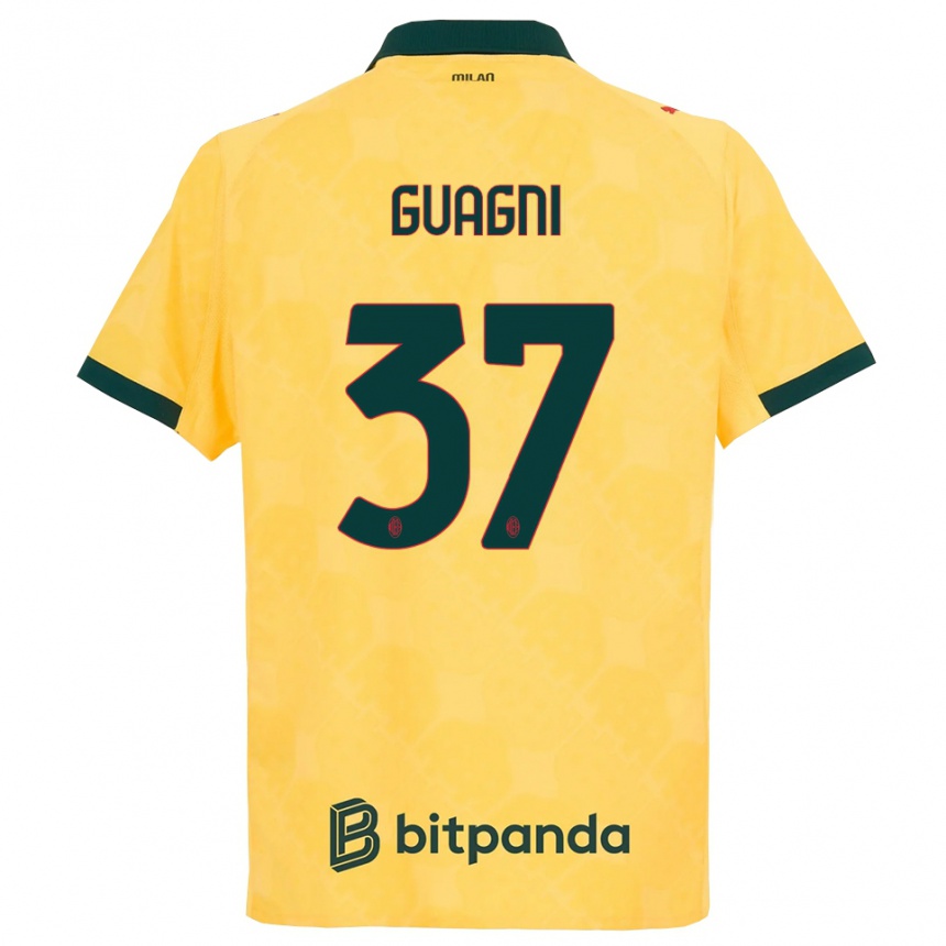 ילדים כדורגל עלייה גואגני #37 צהוב שחור ג'רזי קיט שלישי 2025/26