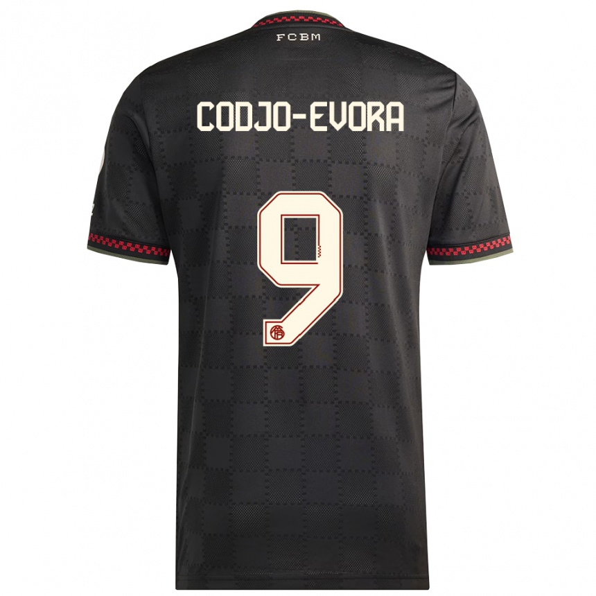 ילדים כדורגל Noah Codjo-Evora #9 שחור לבן ג'רזי קיט שלישי 2025/26
