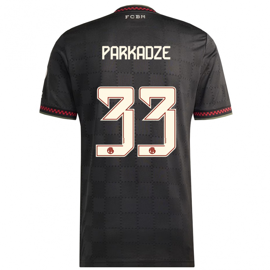 ילדים כדורגל Luka Parkadze #33 שחור לבן ג'רזי קיט שלישי 2025/26