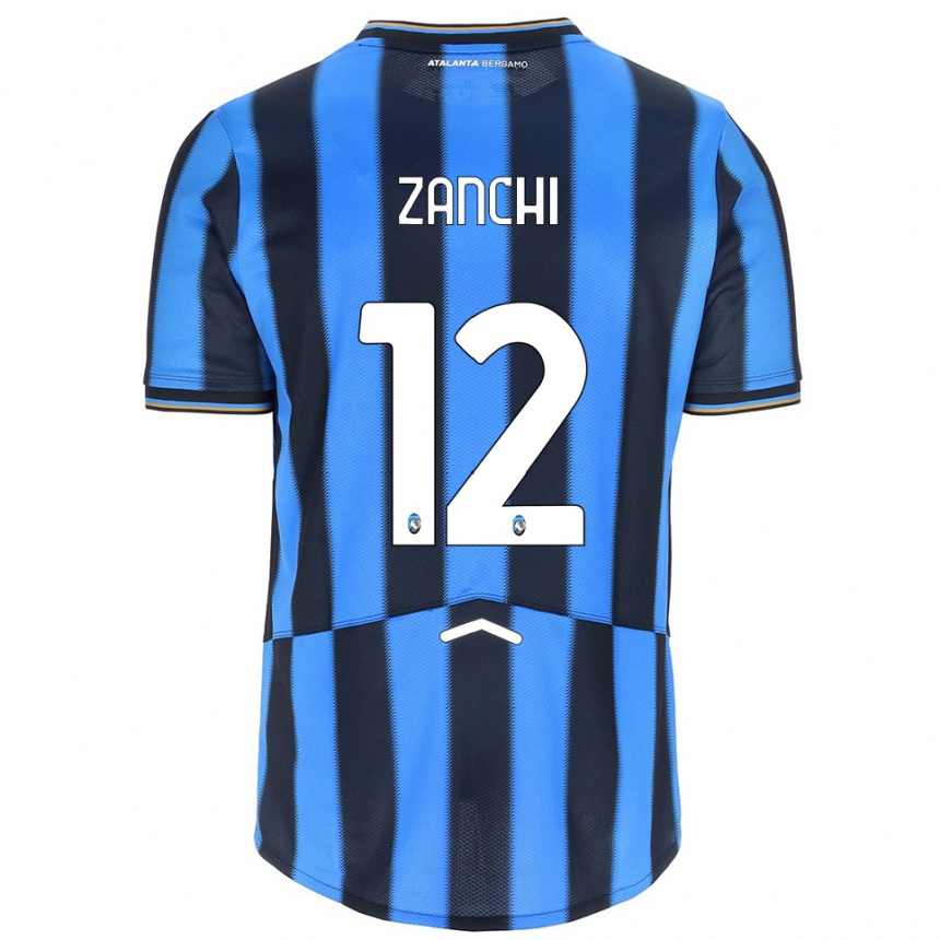 גברים כדורגל Edoardo Zanchi #12 תכלת שחור ג'רזי ביתית 2025/26