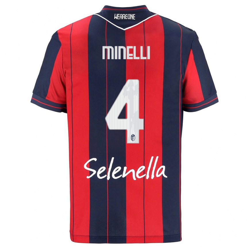 גברים כדורגל Leo Minelli #4 אדום נייבי ג'רזי ביתית 2025/26