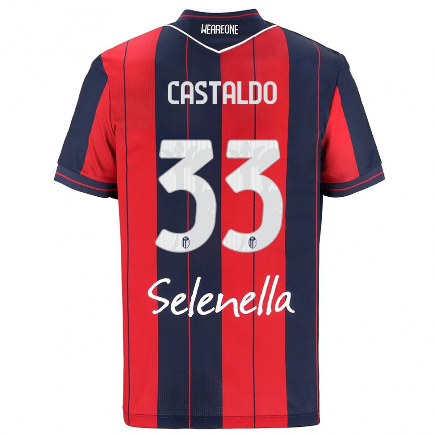 גברים כדורגל Francesco Castaldo #33 אדום נייבי ג'רזי ביתית 2025/26